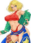  1girl blue_mary breasts erect_nipples fatal_fury large_breasts navel the_king_of_fighters thong warner 