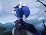  animated blue_hair clothed clothing day detailed_background equine fan_character hair horn mammal my_little_pony no_sound outside rodrigues404 sky smile snow snowing solo unicorn 
