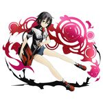  alpha_transparency bag black_eyes black_hair buruma character_name divine_gate durarara!! full_body gym_uniform hair_between_eyes looking_at_viewer official_art orihara_kururi red_footwear school_bag shadow shoes short_hair socks solo transparent_background ucmm white_legwear 