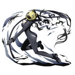  alpha_transparency ass black_gloves bodysuit breasts celty_sturluson cleavage divine_gate durarara!! full_body gloves head_tilt helmet holding holding_weapon medium_breasts official_art open_clothes scythe solo transparent_background ucmm weapon 