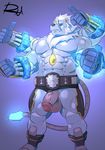  4_arms abs anthro balls bear beard belt biceps big_balls digimon facial_hair glowing_tail hair looking_at_viewer male mammal manly multi_arm multi_limb muscular navel open_mouth oujamon pecs penis reclamon sharp_teeth solo standing teeth thick_penis thick_thighs vein veiny_penis 