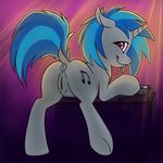  anus blue_hair clitoris cutie_mark dock equine female feral friendship_is_magic fur hair horn invalid_tag looking_at_viewer looking_back mammal my_little_pony pussy red_eyes smile solo unicorn vinyl_scratch_(mlp) vistamage white_fur 