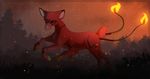  demon feral fire fur grass hooves kitchiki night outside red_fur sky solo star starry_sky 