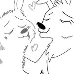  &lt;3 anthro betty_(weaver) black_and_white canine disney duo eyes_closed fan_character female fur hyena imminent_kiss male mammal monochrome ozzy_(weaver) pack_street replytoanons simple_background white_background wolf zootopia 