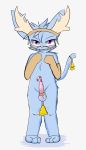  2018 anthro balls bell blue_fur blue_hair bound candy candy_cane domestic_cat felid feline felis food fur hair looking_at_viewer male mammal mostly_nude penetration penis pink_penis purple_eyes ryoku simple_background solo urethral urethral_penetration white_background 