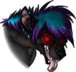  2017 black_fur demonic fur hair head_shot hodgepodgelodge mohawk piercing teeth zephyr_the_hyena 