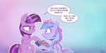  2017 blue_feathers book cutie_mark dilarus duo english_text equine eye_contact feathered_wings feathers female feral friendship_is_magic hair hi_res horn mammal multicolored_hair my_little_pony pegasus purple_eyes purple_feathers rainbow_dash_(mlp) rainbow_hair text twilight_sparkle_(mlp) winged_unicorn wings 