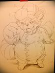  anthro bulge canine chibi clothed clothing geppei5959 looking_at_viewer male mammal overweight smile solo standing traditional_media_(artwork) 