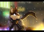  anthro canine clothed clothing dog fur hair male mammal nightangeltdc_(artist) outside scarf smile snow solo 