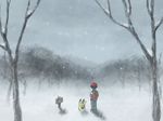  artist_request backpack hat pikachu pokemon pokemon_(game) pokemon_rgby red_(pokemon) red_(pokemon)_(classic) snow 