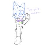  2017 anthro bat clothed clothing distancedpsyche female jojo&#039;s_bizarre_adventure legwear mammal panties peace_sign_(disambiguation) rouge_the_bat shirt simple_background sketch smile socks solo sonic_(series) standing text tongue tongue_out underwear 