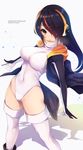  :o arched_back bird_tail black_footwear black_jacket blush boots breasts breath brown_eyes covered_navel drawstring emperor_penguin_(kemono_friends) fukai_ryousuke groin hair_over_one_eye headphones jacket kemono_friends knee_boots large_breasts legs_apart leotard long_hair looking_at_viewer multicolored_hair open_clothes open_jacket open_mouth purple_hair red_hair shadow skin_tight solo spread_fingers standing streaked_hair tail thighs white_legwear white_leotard 