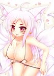  ara_han ara_han_(celestial_fox) between_breasts bikini breasts elsword food fox_tail kane-neko kyuubi large_breasts micro_bikini multiple_tails popsicle red_eyes simple_background smile solo swimsuit tail tongue tongue_out undressing 