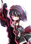  alice_(mary_skelter) bare_shoulders black_hair choker gloves hair_ornament hairband hairclip heterochromia looking_at_viewer mary_skelter mizunashi_(second_run) pink_eyes short_hair solo sword weapon yellow_eyes 