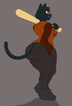  anthro baseball_bat big_butt breasts butt cat clothed clothing feline female mae_(nitw) mammal night_in_the_woods solo unknown_artist wide_hips 