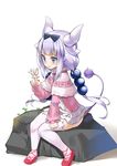  :p blue_eyes bug butterfly capelet dragon_girl dragon_horns dragon_tail hair_bobbles hair_ornament hairband highres horns insect kanna_kamui kobayashi-san_chi_no_maidragon lavender_hair long_hair mary_janes md5_mismatch ootsuki_momiji rock shoes simple_background sitting smile solo sweatdrop tail thighhighs tongue tongue_out white_background white_legwear zettai_ryouiki 