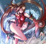  artist_request bare_shoulders boots breasts brown_eyes brown_hair china_dress chinese_clothes detached_sleeves dress guilty_gear hair_ornament highres kuradoberi_jam large_breasts long_hair panties skirt smile solo underwear very_long_hair 