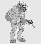  anthro black_and_white canine cigar claws cloak clothed clothing crossover english_text facial_hair fur gun hair handgun hat holding_(disambiguation) holding_object holding_weapon looking_at_viewer male mammal mcree monochrome muscular overgosh_(artist) overwatch pistol ranged_weapon simple_background smile smoke smoking solo standing teeth text toe_claws video_games warcraft weapon were werewolf white_background wolf worgen 