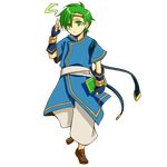  amid_(fire_emblem) book chibi circlet fingerless_gloves fire_emblem fire_emblem:_seisen_no_keifu full_body gloves green_eyes green_hair kiyuu male_focus solo transparent_background 