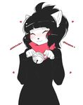  &lt;3 anthro bell blush clothed clothing eyes_closed feline female mammal mercy purring smile solo standing suelix 