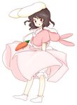  alternate_costume animal_ears black_hair bloomers bunny_ears carrot dress inaba_tewi nonamejd open_mouth red_eyes short_hair socks touhou underwear white_bloomers 