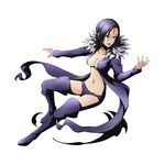  alpha_transparency black_hair boots breasts brown_eyes cleavage collarbone divine_gate full_body hair_between_eyes knee_boots lipstick looking_at_viewer makeup medium_breasts merlin_(nanatsu_no_taizai) micro_shorts midriff nanatsu_no_taizai navel official_art open_clothes pink_lipstick purple_footwear purple_shorts short_hair shorts solo thigh_boots thighhighs transparent_background ucmm 
