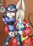  2017 anthro biting_lip blonde_hair blue_eyes blush breasts brown_fur buckteeth burmecian claws clothed clothing coat crossover disney duo eyes_closed female female/female final_fantasy final_fantasy_ix fingering freya_crescent fur grey_fur hair handcuffs hat invalid_tag judy_hopps lagomorph mammal mancoin pipe police_uniform pussy pussy_juice rabbit rodent shackles square_enix teeth torn_clothing uniform video_games zootopia 