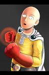  aura bad_id bad_pixiv_id bald belt cape clenched_hands gloves highres looking_at_viewer male_focus one-punch_man saitama_(one-punch_man) solo sukemyon superhero 