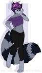  anthro clothed clothing dtalvi female fur hair looking_at_viewer mammal raccoon smile solo standing tongue tongue_out wide_hips 