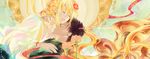  artist_name black_hair blonde_hair closed_eyes couple eyelashes flower hair_flower hair_ornament hisui_(wish) kokuyo_(wish) long_hair male_focus multiple_boys otoko_no_ko parted_lips sakonma very_long_hair wish yaoi 