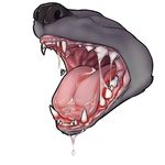 blood drooling fur grey_fur gums hyena mammal open_mouth saliva strawberrycucumber teeth throat tongue 