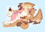 avian big_breasts bird blonde_hair blush breasts duo eye_contact feathered_wings feathers female female/female fingering fur hair kneeling melisa_(missn) missn nipples nude owl pink_fur slightly_chubby sona_(noxiis) thick_thighs wings 
