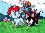  arthropod beezle_(character) blue_eyes blush butterfly cat cloud cute equine feline female feral flower horn insect katy_the_cat_(character) male mammal plant sandricola_(artist) sanrio unico unicorn unknown_species 