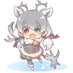  :d animal_ears antlers arms_behind_back bell bell_collar blush boots chibi coat collar dot_nose full_body fur-trimmed_boots fur_collar fur_trim gradient_hair green_eyes green_ribbon grey_coat grey_hair hair_ornament hair_ribbon heterochromia kemono_friends long_hair long_sleeves looking_at_viewer low_twintails lowres maora_oto multicolored_hair open_mouth pocket red_eyes red_ribbon reindeer_(kemono_friends) reindeer_antlers reindeer_ears reindeer_tail ribbon shoe_ribbon simple_background smile solo standing tail twintails two-tone_hair white_background white_footwear white_hair 