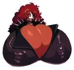  anthro big_breasts blue_eyes breasts clothed clothing collar ear_piercing female hair huge_breasts hyper hyper_breasts leather lips mammal piercing punk red_hair red_panda riendonut spikes yuksi 