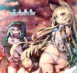  animal_ears ass back blonde_hair blue_eyes blue_hair breasts commentary_request copyright_name covered_nipples g11_(girls_frontline) g41_(girls_frontline) girls_frontline hand_in_pocket hat heterochromia long_hair looking_at_viewer multiple_girls panties red_eyes shennai_misha shorts small_breasts underwear very_long_hair white_panties 