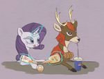  2017 alcohol antlers armor beverage blackthorn_(idw) bottle cervine deer duo el-yeguero equine feral friendship_is_magic helmet horn magic male mammal my_little_pony rarity_(mlp) tongue tongue_out unicorn 