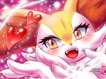  &lt;3 &lt;3_eyes blush braixen canine claws cute fangs fox fur ij mammal nintendo pok&eacute;mon smile solo video_games white_fur yellow_fur 