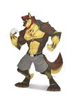  abs anthro biceps big_muscles canine clothed clothing digital_media_(artwork) fur furrybob male mammal muscular muscular_male nipples pecs topless wolf 