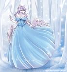  2017 anthro canine clothed clothing cute digital_media_(artwork) dress fairy fantasy feathered_wings feathers female florest forest fur hair ice invalid_color invalid_tag mammal outside pose princess royalty simple_background smile snow snowing tree wings wolf z-afiro 