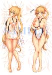  :o ass ass_grab backless_swimsuit barefoot blonde_hair blue_eyes blush body_mahattaya_ginga breasts breasts_outside collarbone commentary_request competition_swimsuit dakimakura eyewear_removed fate/grand_order fate_(series) glasses highres jacket jacket_removed jeanne_d&#039;arc_(fate)_(all) jeanne_d&#039;arc_(swimsuit_archer) jeanne_d'arc_(fate) jeanne_d'arc_(fate)_(all) jeanne_d'arc_(swimsuit_archer) large_breasts long_hair looking_at_viewer looking_back lying multiple_views nipples on_back on_stomach one-piece_swimsuit ponytail sample swimsuit very_long_hair whistle white_swimsuit 