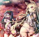  animal_ears ass back blonde_hair blue_eyes blue_hair breasts covered_nipples g11_(girls_frontline) g41_(girls_frontline) girls_frontline hand_in_pocket hat heterochromia long_hair looking_at_viewer multiple_girls panties red_eyes shennai_misha shorts small_breasts underwear very_long_hair white_panties 