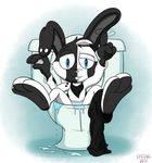  bathroom cpctail fan_character lagomorph mammal paws rabbit toilet water 
