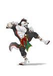  2017 abs anthro biceps canine clothed clothing digital_media_(artwork) fur furrybob male mammal muscular muscular_male pecs topless wolf 
