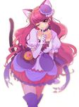  animal_ears blush cat_ears cat_tail choker cure_macaron dress kirakira_precure_a_la_mode long_hair magical_girl neko_mimi precure purple_hair smiel tail violet_eyes 