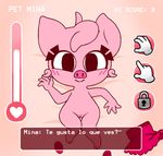  clothing dress female_focus gaturo mammal mina nude pig pink_skin porcine pussy solo_focus text translation_request 
