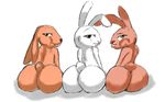  anthro big_butt butt digital_media_(artwork) female fur group half-closed_eyes lagomorph looking_at_viewer looking_back mammal naughty_face rabbit seductive sing_(movie) singing smile teeth text white_fur 