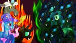  battle changeling discord_(mlp) fire friendship_is_magic jbond my_little_pony queen_chrysalis_(mlp) starlight_glimmer_(mlp) thorax_(mlp) trixie_(mlp) 