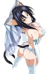  animal_ears artist_request ass bare_shoulders black_hair blue_panties blue_ribbon breasts bridal_veil cat_ears cat_tail cleavage detached_sleeves frilled_panties frills from_above garter_belt hair_between_eyes high_heels high_school_dxd kuroka_(high_school_dxd) large_breasts lingerie long_hair looking_at_viewer looking_back panties ribbon shiny shiny_skin shoes solo standing tail thighhighs thong transparent_background underwear underwear_only veil white_footwear white_garter_belt white_legwear yellow_eyes 