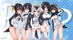  black_hair black_jacket blush breasts brown_hair covered_navel emperor_penguin_(kemono_friends) gentoo_penguin_(kemono_friends) hair_over_one_eye headphones highres hood hooded_jacket humboldt_penguin_(kemono_friends) jacket jacket_tug kemono_friends large_breasts leotard long_hair looking_at_viewer miniskirt multiple_girls omoomomo open_clothes open_jacket open_mouth panties pantyshot penguins_performance_project_(kemono_friends) pleated_skirt red_eyes rockhopper_penguin_(kemono_friends) royal_penguin_(kemono_friends) shiny shiny_skin short_hair simple_background skirt smile standing tail thighhighs tied_hair twintails underwear white_legwear white_leotard white_panties white_skirt 